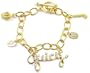 Juicy Inspired Multi Charm Bracelet with Crown, Crystals, Letter J and Dog Couture Toggle Bracelet in Gold