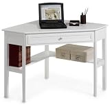 Oxford 50 Inch White One Drawer Corner Writing Desk, 30"Hx50"W, WHITE