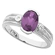 14K White Gold Amethyst and Diamond Ring
