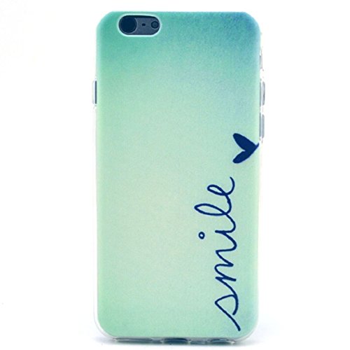 Shensee Iphone 6 Case, Mint Small Smile Pattern Clear TPU Silicone Gel Back Cover Skin Soft Case for Iphone 6(4.7 Inch)