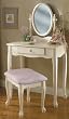 Off-White Vanity With Mirror And Bench Set By Powell Furniture