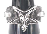 GOAT HEAD Pentagram Horns Skulls Silver Tone PEWTER RING