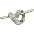14K White Gold Diamond Arty Heart Slide Pendant (Chain is not included)