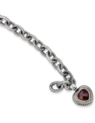Sterling Silver W/14k 5.71rhodilite Garnet Heart Bracelet