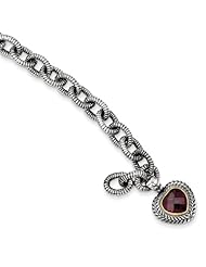 Sterling Silver W/14k 5.71rhodilite Garnet Heart Bracelet, Best Quality Free Gift Box Satisfaction Guaranteed