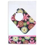 Chocolate Bloom Bib and Burp Cloth Set