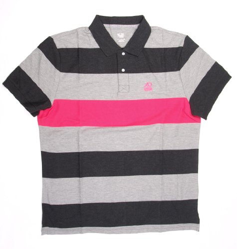 Nike Herren Polo-Shirt CLUB PIQUE WIDE STRIPE, grau/anthr./pink, XL, 402540 032 XL Preisvergleich