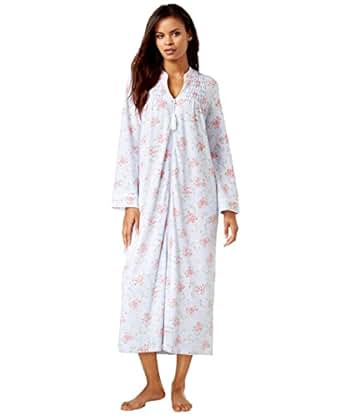 Charter Club Women's Cotton Long Printed Zip-Up Nightgown Robe (X-Small, Rose Scroll) at Amazon 