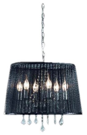 Trio 1121061-06 Pendelleuchte mit Organza-Schirm, chrom, Glasbehang klar