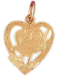Dazzlers Solid 14k Gold Flower in Heart Charm Pendant Available in three colors from jewelsberry (weights: 0.9 grams only)