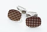 Handmade sterling silver cufflinks with maroon hand enameling with presentation box. Crafted in England