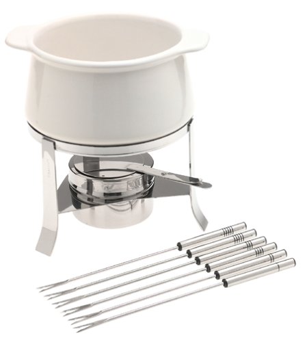 Chantal 1-3/4-Cup Ceramic Fondue Set, White