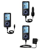 Deluxe Kit for the Sandisk Sansa E250 includes a USB cable with Car and Wall Charger - Gomadic Brand w/ TipExchange Technology