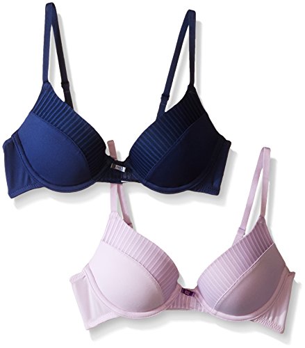 Vassarette Women s Sexy Steals T-Shirt Push Up 2-Pack Bra 75757, Wisteria Bud/Admiral Navy, 36C