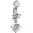 Solid 14k White Gold Top Mount Cz Belly Ring