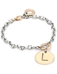 Rebecca "Word" Rose Gold Over Bronze Letter "L" Bracelet
