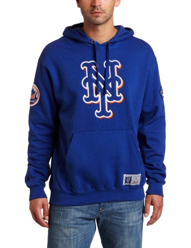 MLB Men's New York Mets Be Proud Long Sleeve Hooded Fleece Pullover, Deep Royal/Black, Large