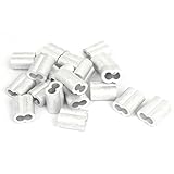 uxcell　ワイヤーロープアルミスリーブ　シルバートーン　ケーブルスリーブ　8mmスリーブクランプクリップ　20個入り