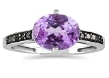 Amethyst and Black Diamond Ring in 10K White Gold
