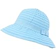 Kids 4-8 UPF 50+ Sun Beach Vacation Hat Ribbon Light Blue