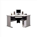 Bush Furniture Series A Corner Wood Computer Desk in Pewter