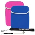 New Blue / Pink Amazon Kindle DX Reversible Carrying Sleeve + Determination Hand Strap