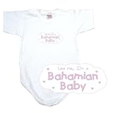 BABY BODYSUIT WHITE  PINK CLOUD LOVE ME , I'M BAHAMIAN  BAHAMAS