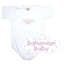 BABY BODYSUIT WHITE " PINK CLOUD LOVE ME , I'M BAHAMIAN " BAHAMAS 18 - 24 Months