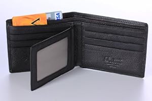 TAILIAN Fashion Men's Royal Genuine Leather RFID Blocking Secure Wallet Pockets (black long)