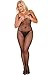Rene Rofe Women's Plus Size Crisscross Backstrap Fishnet Bodystocking