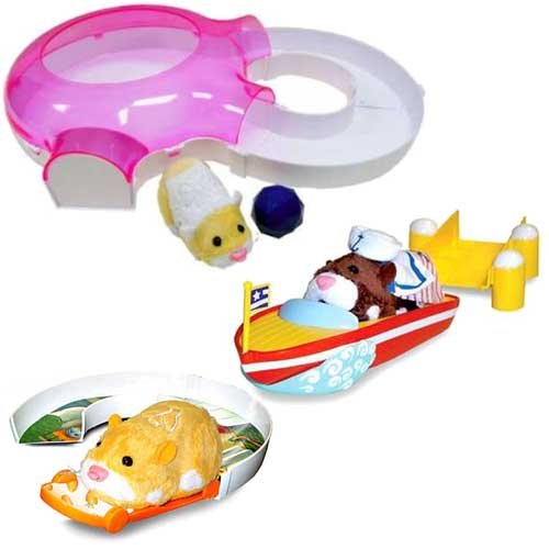 Zhu Zhu Pets Hamster House Starter Set Plus Pet Hamster Boat and Skateboard Bundle