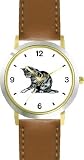 Gray Tabby Kitten or Cat - WATCHBUDDY&reg; DELUXE TWO-TONE THEME WATCH - Arabic Numbers - Brown Leather Strap-Women's Size-Small