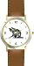 Gray Tabby Kitten or Cat - WATCHBUDDY® DELUXE TWO-TONE THEME WATCH - Arabic Numbers - Brown Leather Strap-Women's Size-Small