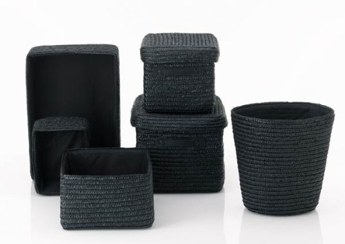 Kela 32122 Korb-Set RIMOSSA 4 St&uuml;ck aus Stroh schwarz Preisvergleich