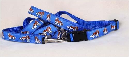 Designer Cavalier Blenheim Dog Leash - Blue Cavalier Blenheim Leash - Four Feet Long - Made in USA