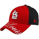 STL Cardinal Merchandise : New Era St. Louis Cardinals Ladies Metallic Script Adjustable Hat - Navy Blue/Red