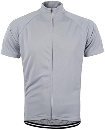 Fullwell Men's Bicycle Cycling Short Sleeves Solid Color Jersey (X-Large, Grey)