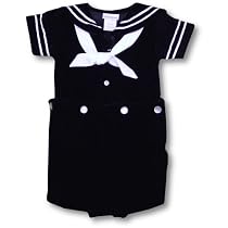 C.I. Castro Infant Boys Navy Velvet Nautical Suit