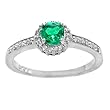 14K White Gold Emerald and Diamond Ring