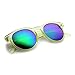 Colorful Frosted Retro P3 Flash Mirror Lens Horned Rim Round Sunglasses