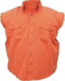 Mens Orange Cotton Twill Sleeveless Shirt