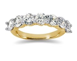 2.45 Prong Set 7 Stone Diamond Wedding Band in 14K Yellow Gold
