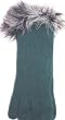 One Size Forest Green Angora Wool Gloves Reinforced By Nylon Fiber Trimmed with Black White Marabou for Women and Teens