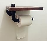 トイレを素敵に レトロ 調 パイプ型 トイレット ペーパー ホルダー (棚付き)