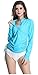 ILISHOP Hot Sale Women's Swimming Shirt UV Sun Protection Long-Sleeve Rash Guards Blue L-US8