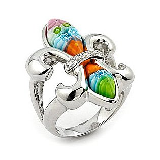 Millefiori Fleur De Lis Ring
