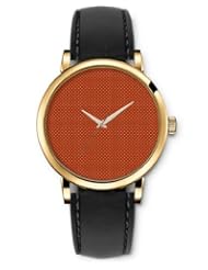 SPRAWL Aanalog Fashion Series Gold Ladies Watches of Genuine Black Leather Strap,Unique Wrist Watch for Women Girls Designed with White dots on red background brown