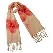 100% Pashmina Cashmere Hand Painted Watercolor Swaying Peach Blossoms Tassels Ends Long Scarf Shawl - Pink