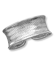 Basket Weave Woven Cuff Bracelet Sterling Silver
