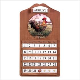 ROOSTER CALENDAR AND CLOCK